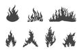 Fire flames silhouette, Fire silhouette, Flame silhouettes, Fire flame vector, Fire flame clipart, Flame hand drawing Royalty Free Stock Photo