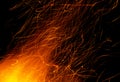 Fire flames with sparks on a black background Royalty Free Stock Photo