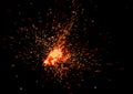 Fire flames with sparks on a black background Royalty Free Stock Photo