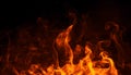 Fire flames texture on isolated black background. Perfect texture for copy space