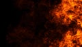 Fire flames texture on isolated black background. Perfect texture for copy space