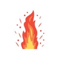 Fire flames vector icon in cartoon style. Flame, fireball illustration.