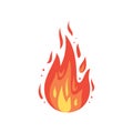 Fire flames vector icon in cartoon style. Flame, fireball illustration.