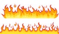 Fire flames vector icons in cartoon style on a white background. Flames of different shapes. Fireball set, flames symbols. Vector