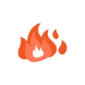 Fire flames on white background. Vector illustration in trendy flat style. Royalty Free Stock Photo