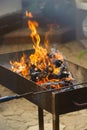 Fire, flames from wood ember for grill or bbq picnic Royalty Free Stock Photo