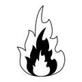 Fire flamme symbol black and white Royalty Free Stock Photo