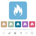 Fire flat icons on color rounded square backgrounds Royalty Free Stock Photo