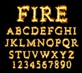 Fire font collection, alphabet of flame. Royalty Free Stock Photo