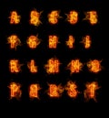 Fire font collection Royalty Free Stock Photo