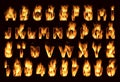 Fire font. Plum letters. Font on fire. Royalty Free Stock Photo
