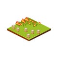 Fire in Forest. Natural Disaster Icon. Vector Illustration