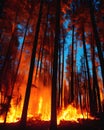 Fire in the forest at night, generative ai Royalty Free Stock Photo