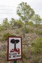 Fire forest sign danger, Nerja, Spain Royalty Free Stock Photo