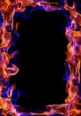 Burning frame. Red and blue fire flames. Royalty Free Stock Photo