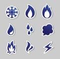 Fire, freeze, steam, water icons Royalty Free Stock Photo