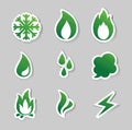 Fire, freeze, steam, water icons Royalty Free Stock Photo