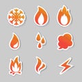 Fire, freeze, steam, water icons Royalty Free Stock Photo