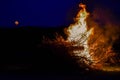 Fire and full moon Royalty Free Stock Photo