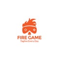 On fire gamer head logo design