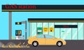 Fire at gas station. Vector illustration Royalty Free Stock Photo