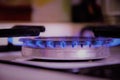 Fire on the gas stove burner