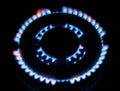 fire of the gas stove over black background Royalty Free Stock Photo