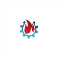 Fire and gear vector logo design. flame logo design template. symbol icon Royalty Free Stock Photo