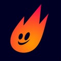 Fire ghost. Halloween icon. Bright orange fireball with a smiley face. Emoji. Royalty Free Stock Photo