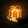 Fire gift box Royalty Free Stock Photo