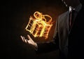 Fire gift box Royalty Free Stock Photo