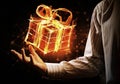 Fire gift box Royalty Free Stock Photo