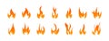 Fire gradient icons. Fire of various shapes. Vector flat icons Royalty Free Stock Photo