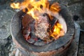 Fire grilled meat Royalty Free Stock Photo