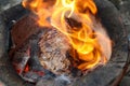 Fire grilled meat Royalty Free Stock Photo