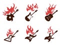 Fire guitar icons set