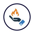 Fire, hand, burn, fire on hand icon