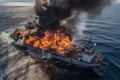 fire has erupted on a tanker at sea, causing significant damage and posing a potential environmental threat due to the