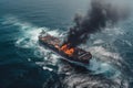 fire has erupted on a tanker at sea, causing significant damage and posing a potential environmental threat due to the