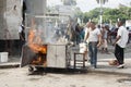 Fire in Havana street. Royalty Free Stock Photo