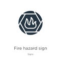 Fire hazard sign icon vector. Trendy flat fire hazard sign icon from signs collection isolated on white background. Vector Royalty Free Stock Photo