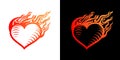 fire heart, burning heart, love and flame. Logo, sign, symbol