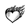 Fire heart, burning heart, love and flame. Logo, sign, symbol Royalty Free Stock Photo