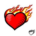 fire heart, burning heart, love and flame. Logo, sign, symbol Royalty Free Stock Photo