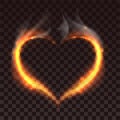 Fire Heart On Dark Transparent Background