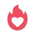 Fire and heart symbol, burning love logo icon design - Vector Royalty Free Stock Photo