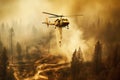 Fire helicopters are extinguishing forest fires with Ai Generated