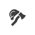 Fire helmet with axe vector icon Royalty Free Stock Photo