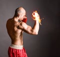 Fire hitting boxer