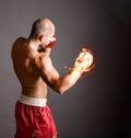 Fire hitting boxer